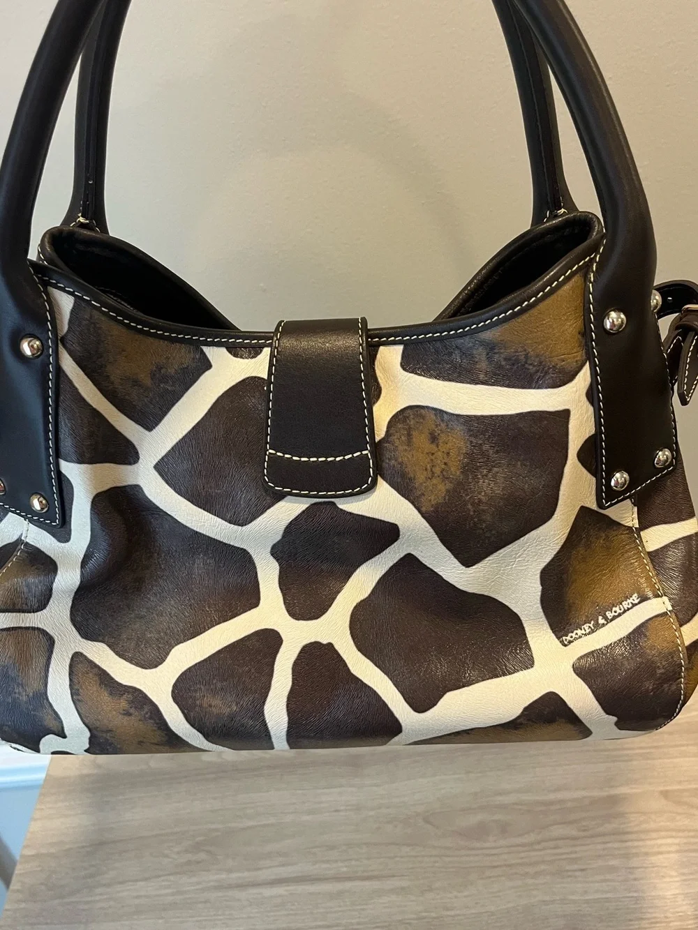 Dooney & Bourke Brown and Cream Giraffe-Print Shoulder Bag - Picture 7 of 9